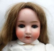 Schoenau & Hoffmeister Bisque Head Child Character Doll, with grey weighted sleep glass eyes with
