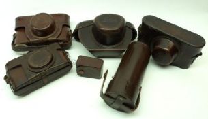 A collection of Vintage Leather Camera and Lens Cases, to include: Leica x 3 and Reed + others (6)