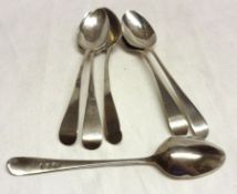A group of six Georgian Teaspoons, Old English pattern, top marked, (conditions vary), (6)