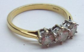 A hallmarked 18ct Gold three old cut Diamond Ring of approximately ¾ct total