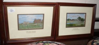 Two Cash’s of Coventry Woven Silk Pictures: The Belfry and The Old Course, both in 12” wide frames