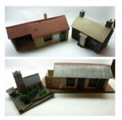 Four scratch-built Model Railway Buildings, to include Ticket Office, Waiting Room, Church and