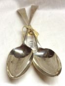 A pair of George III Tablespoons, Old English pattern, London 1776, maker SA, (2)