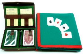 An Austin Reed modern Leather of Leatherette Cased Bridge Set comprising: Playing Cards and Score