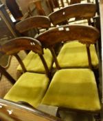 A set of four William IV Mahogany Bar Back Dining Chairs, with mustard upholstered seats, raised