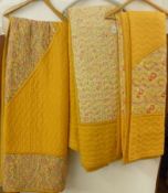 Three Vintage Machined Cotton Patchwork Quilts (Double Bed size), each Ochre ground with Paisley