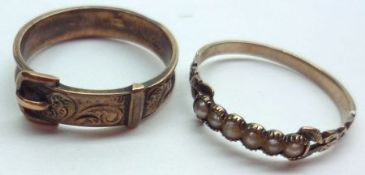 A hallmarked 9ct Gold Buckle Ring with engraved detail (probably previously also enamelled),