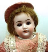 Cunno & Otto Dressle Bisque Head and Shoulder Plate Doll, with brown weighted sleep glass eyes,
