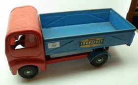Tri-ang Toys large Open Back Tipper Truck in red and blue livery, length 18 ½”
