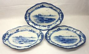 A collection of three Royal Doulton “Norfolk” pattern oval Platters, all typically printed in
