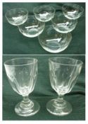 Six Clear Glass Finger Bowls; together with a pair of 19th Century Large Clear Glass Rummers, 7”