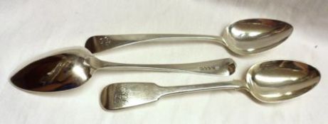 A group of three Antique Tablespoons including: two Old English examples, one London 1778, maker GD,