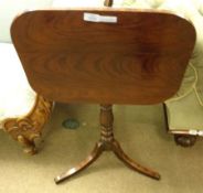 A late 19th Century Wine Table with shaped rectangular mahogany top, to a stained beech tripod base,