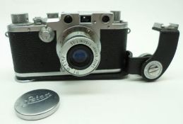 Leica IIIC 1950s 35mm Rangefinder Camera, black covered body, nickel top plate and fittings,