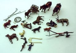 A small tin containing a quantity of various Lead Figures, to include: Shire Horses, various