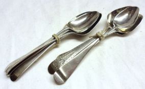 A set of four early Georgian base marked Teaspoons, maker TW; and four other Georgian Teaspoons, (