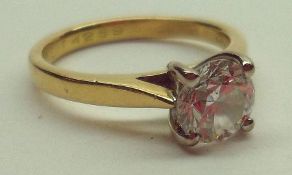 A hallmarked 18ct Gold brilliant cut Solitaire Diamond Ring, 1ct