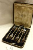 A cased set of six art deco period Pastry Forks in stylised in Grecian pattern, Sheffield 1937,