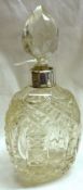 A late Victorian flask shaped Scent Bottle, with hobnail and diamond cutting, facetted stopper,