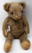 A mid-20th Century Mohair Teddy Bear with amber glass eyes, brown silk stitched nose and mouth