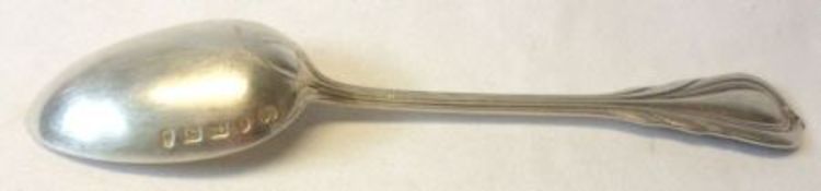 A Victorian bowl marked Tablespoon in Lily pattern, 9” long, Birmingham 1885, Maker FE,