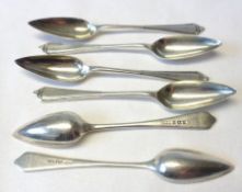 A set of six George VI Grapefruit Spoons with pointed ends, Birmingham 1937, Maker J G Ltd and