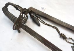 Victorian Artillery Officer’s Sword, etched rusty blade by J B Johnstone, 31 ½”, wire-bound grip,