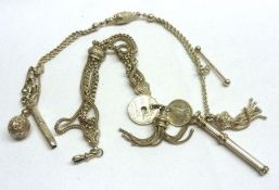 A packet containing two late Victorian/early 20th Century Carlton style white metal Watch Chains