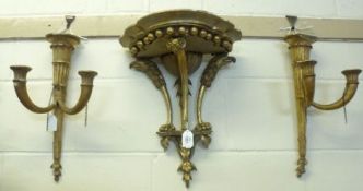 A 19th Century Giltwood and Gesso Wall Bracket, the top on three supports with eagle and rams head