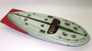 A mid-20th Century Miss Nippon Speedboat, painted wooden hull and deck, with internal motor,