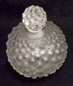 A 20th Century Lalique Scent Bottle, of globular form, decorated with a black-tipped and dimple