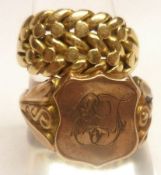 An Edwardian hallmarked 18ct Gold Ring with braided front, hallmarked for London 1904 and weighing