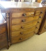 A Victorian Mahogany Bow Front Chest of Two Short and Four Long Drawers, with turned knob handle,