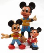Three mid-20th Century Italian Plastic Mickey Mouse Figures