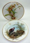 A 19th Century Minton Circular Plate, painted in colours with an ornithological pattern “Grouse”,