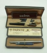 A Parker 25 Flighter CT Fountain Pen in original box; together with a Sheaffer Textron Fountain Pen,