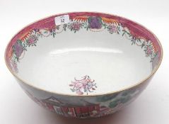 An 18th Century Chinese Circular Bowl, the outer body painted with panels of scenes of musicians and