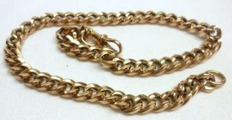 A hallmarked 9ct Gold Hollow Curb Link Watch Chain with snap, 36 cm long and weighing