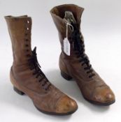 A pair of Edwardian Ladies Brown Leather Ankle Boots