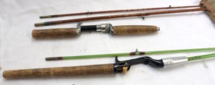 Vintage 7ft two-piece Split Can Fishing Rod with double-handed Sharpe attachment + Milbro 7ft two-