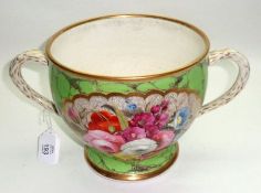 A 19th Century English two-handled circular Jardinière of baluster form, well-painted in colours