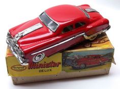 A Minister Deluxe Tinplate Friction-driven Saloon Car, housed within original box