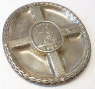 An Elizabeth II oval Miniature Four Portion Dish with laurel leaf chased outer, the centre with
