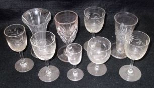 A collection of nine various 19th Century and later Drinking Glasses, includes a Monteith etc