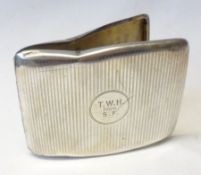 A George V Cigarette Case of curved rectangular form, banded engine-turned decoration,