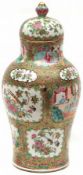 A 19th Century Canton famille rose Covered Baluster Vase, of tapering tulip baluster form, well-