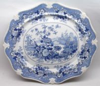 J W Ridgway Large Platter, printed in blue with the “Italian Flower Garden” pattern, (hairline crack