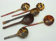 A Mixed Lot: various Ethnic Spoons, comprising three with tortoiseshell or simulated bowls and