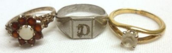 Two stone-set Dress Rings and one other (3)