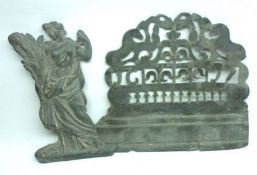 A Vintage Lead Bracket or Wall Mount; together with a further Pewter Figure, 8 ¼” and 8” high